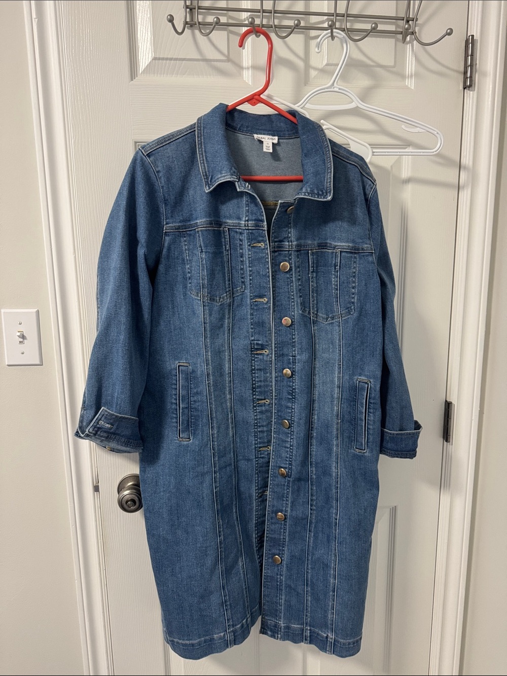 Tribal Mid-Blue Longline Denim Jacket